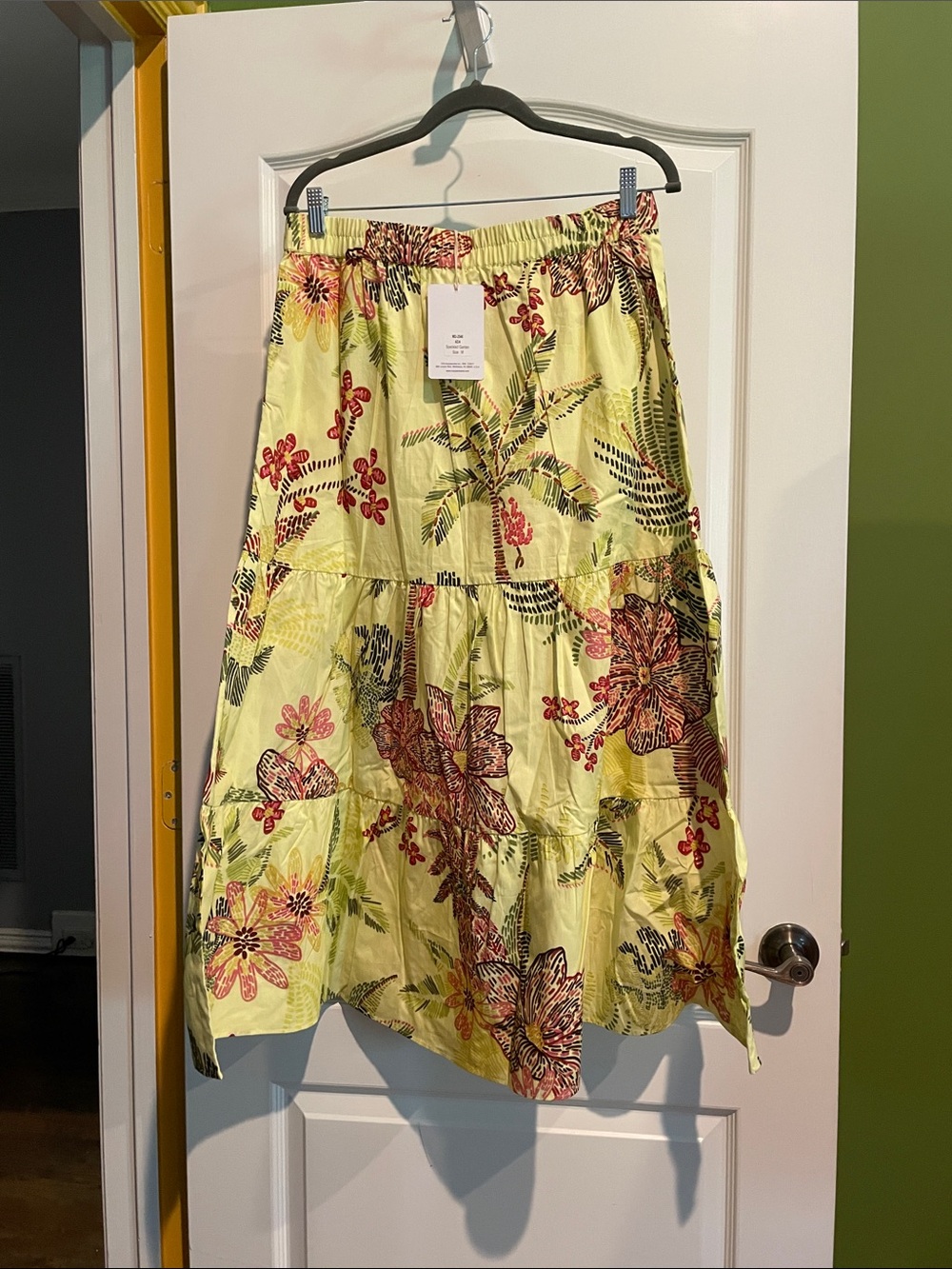 Yellow Floral Tiered Maxi Skirt
